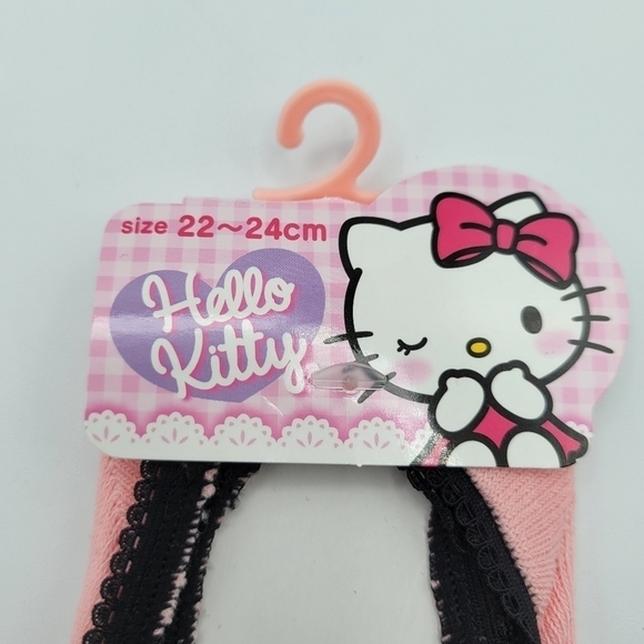 Sanrio Hello Kitty Pink Black Heart Socks - Picture 4 of 5